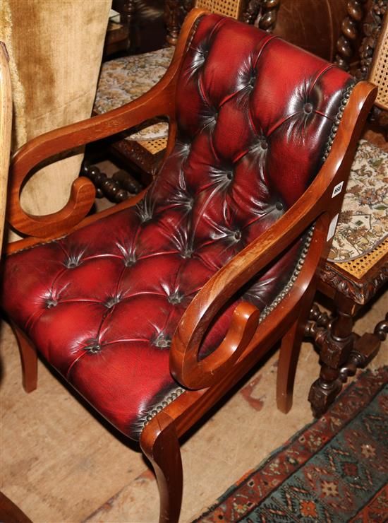 Red leather button back office chair